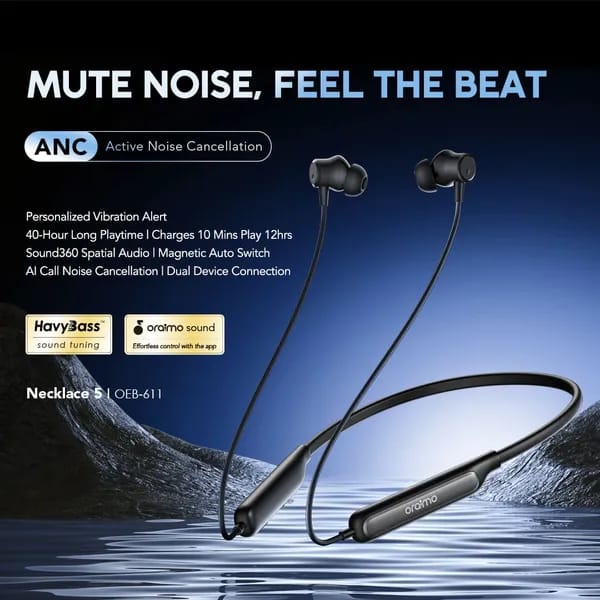 Oraimo Necklace 5 30dB Noise Cancellation & Call Vibration Earphones image