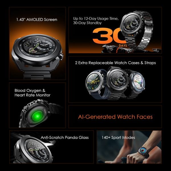 Oraimo Watch Pro X 1.43'' Amoled IP68 Smart Watch's images