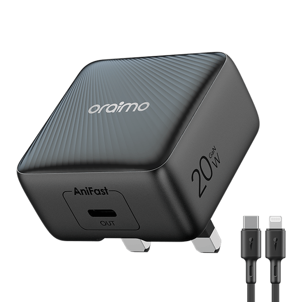 Oraimo PowerCube 20 Chic 20W GaN Wall Charger Kit with Type-C to Lightning Cable's images