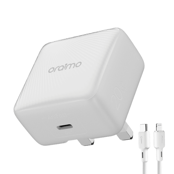 Oraimo PowerCube 20 Chic 20W GaN Wall Charger Kit with Type-C to Lightning Cable's images